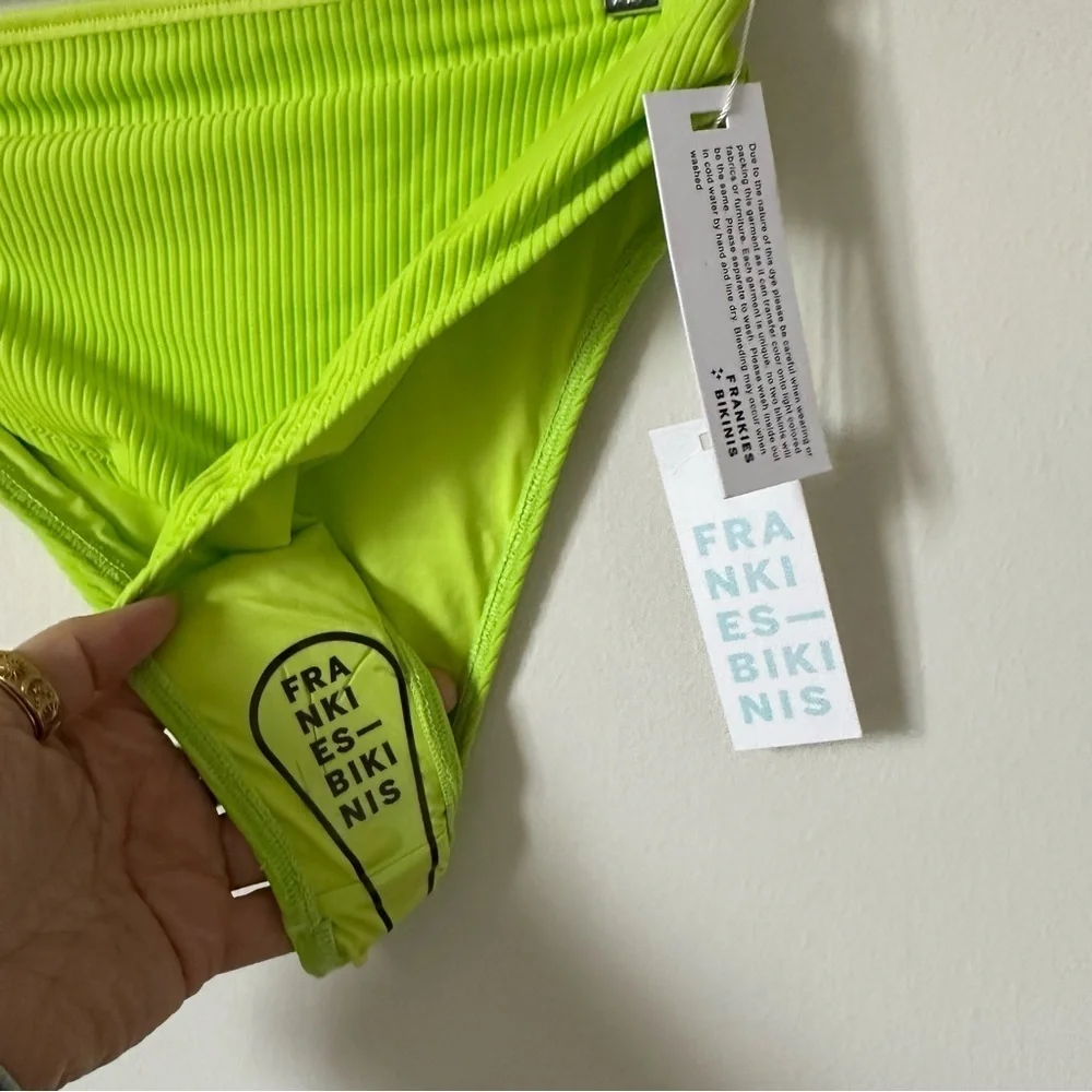 NWT Frankies Jenna Ribbed Bandeau Bikini Bottom Size S in Slime